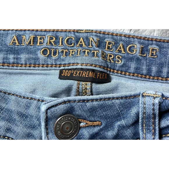 American Eagle Slim Straight Jeans Mens Size 32x34 Blue Denim Stretch Casual - Picture 4 of 16